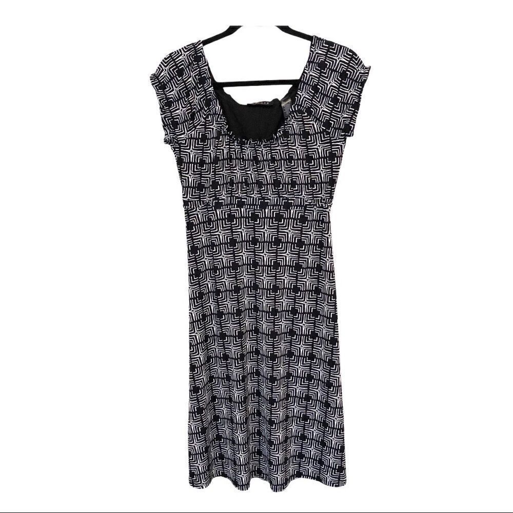 Axcess Black/White Geometric Print Midi Dress Size Small‎